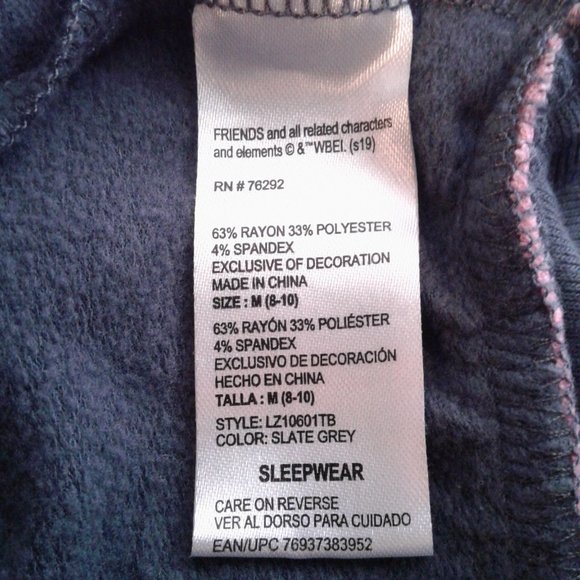 Friends "We Were on a Break!" Cozy Comfy Sleep Shirt Gray w Pink Stripe - M - Picture 6 of 8